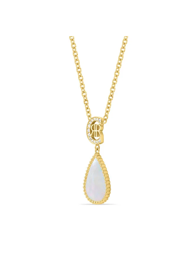 CERRUTI 1881 Eletra Gold Plated Stainless Steel with White Mother of Pearl and Crystals Necklace for Women