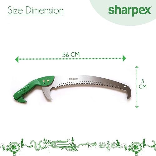 Sharpex Heavy Duty Pruning Hand Saw | Curved Blade Hand Saw | Comfort Handle | Designed for Single-Hand Use | Perfect for Trimming Trees, Plants, Shrubs, Wood, and More (Green) - Image 2