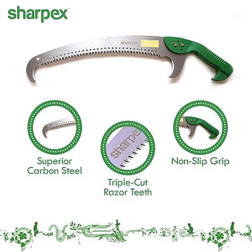 Sharpex Heavy Duty Pruning Hand Saw | Curved Blade Hand Saw | Comfort Handle | Designed for Single-Hand Use | Perfect for Trimming Trees, Plants, Shrubs, Wood, and More (Green) - Image 4