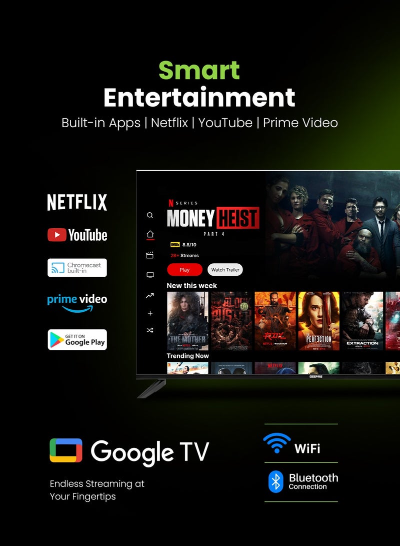 GEEPAS 50" Google TV- GLED5006SGXHD | Dolby Audio, Ultra HD LED TV, Built In Chromecast | With Remote Control, HDMI and USB Ports| Licensed Contents and Pre Installed Apps, Wi Fi and Screen Sharing - Image 5