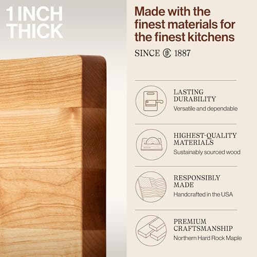 John Boos Chop-N-Slice Series Square Wooden Maple Cutting Board 10”x10” – 1” Thick, 4-lb Reversible Butcher Block with Eased Corners & Edge-Grain – Made in the USA - Image 3