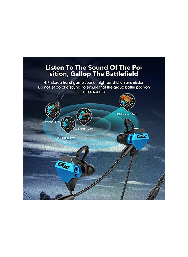 erorex Gaming Earbuds With Microphone Stereo Wired Headphones For Computer Gamer In Ear Headphones With Detachable Mic For Ps 5 Video Game E Sport Earphone With 3.5Mm Jack Blue  - Image 3