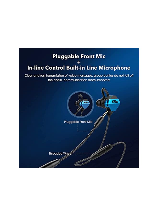 erorex Gaming Earbuds With Microphone Stereo Wired Headphones For Computer Gamer In Ear Headphones With Detachable Mic For Ps 5 Video Game E Sport Earphone With 3.5Mm Jack Blue  - Image 4