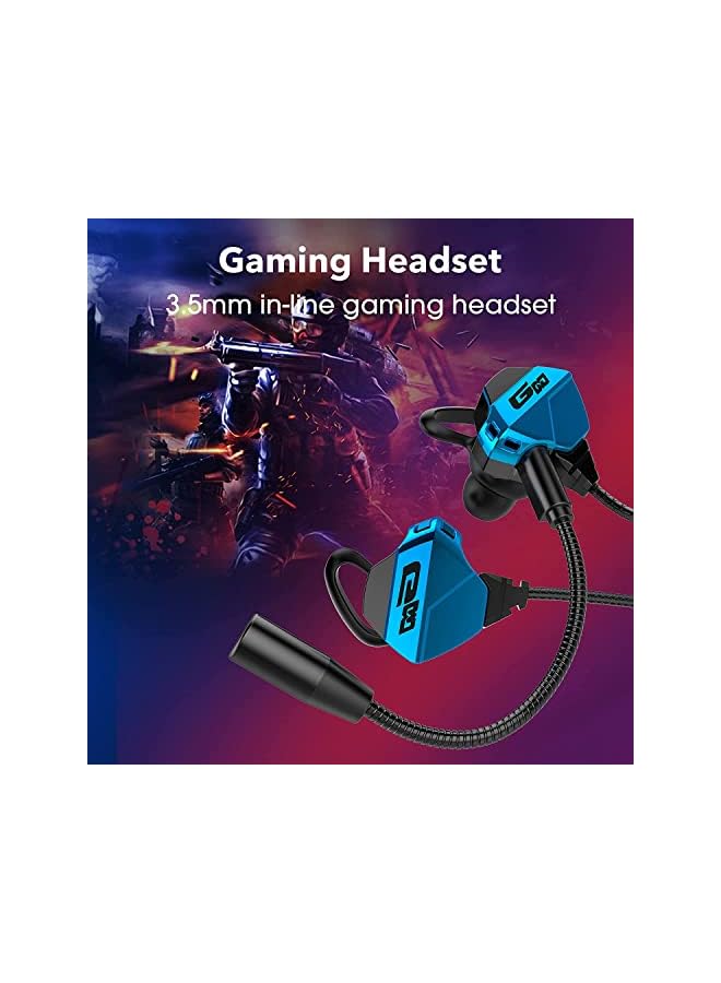 erorex Gaming Earbuds With Microphone Stereo Wired Headphones For Computer Gamer In Ear Headphones With Detachable Mic For Ps 5 Video Game E Sport Earphone With 3.5Mm Jack Blue  - Image 2