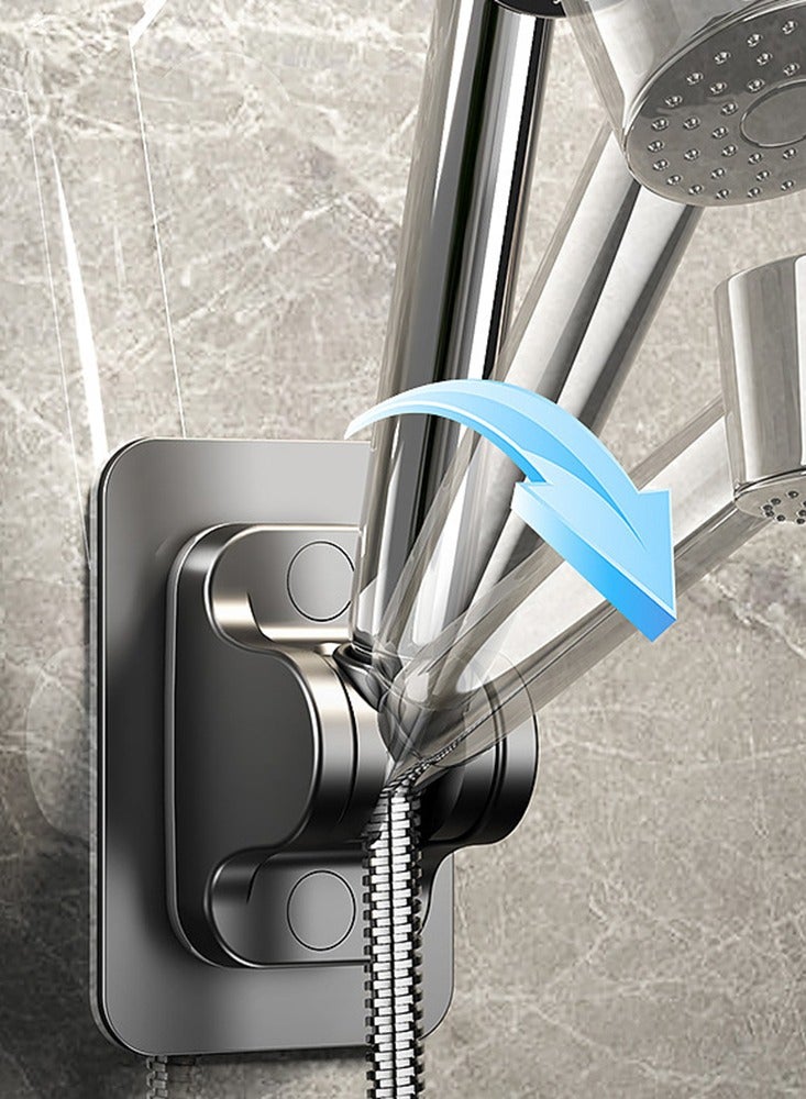 لا حفر قوي لاصق دش رأس حامل قابل للتعديل المحمولة الجدار جبل الحمام دش رف دش رأس قوس - Image 3