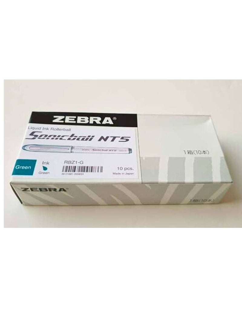 ZEBRA 10 Piece Sonicball Green Liquid Ink 0.5mm Fine Point  - Image 1