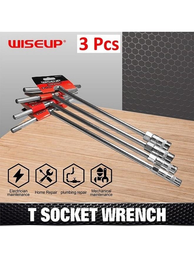WISEUP Chrome Vanadium (8mm-10mm-12mm) T-bar Socket Spanner Socket Wrench Nut Spinner  - Image 1