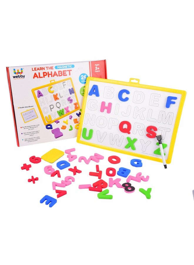 Webby Magnetic Alphabets and Numbers with Double sided Board | Best Educational Birthday Gift Pack for Boys & Girls | Montessori Educational Toys for Pre-School Kids Toy 3 to 8 Years - Image 1