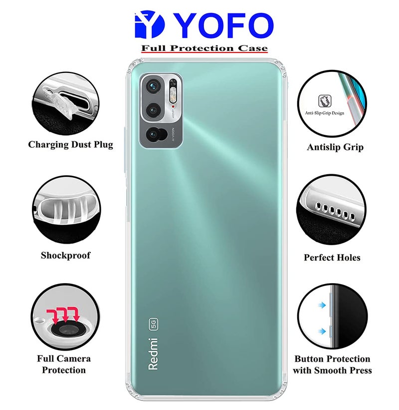 YOFO Back Cover for Mi Redmi Note 10T (5G)/ Poco M3 Pro (Flexible|Silicone|Transparent|Camera Protection|DustPlug) - Image 2