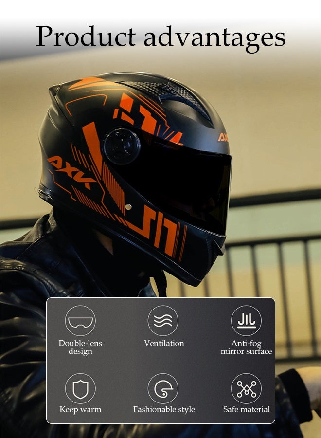 DUNISO Full Face Motorcycle Helmet, Lightweight Crash Resistant Motorcycle Helmet, All Season Cool Racing Helmet，Equipped With Anti Fog Dual Lenses,Anti Seismic And Anti Drop, Comfortable And Breathable, Suitable For Both Men And Women - Image 3