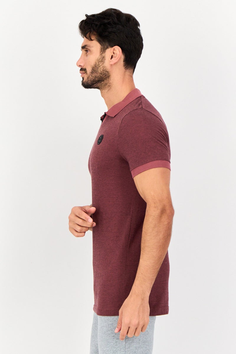 PUMA One8 Men Slim Fit Brand Logo Short Sleeves Outdoor Polo Shirt, Maroon - Image 3