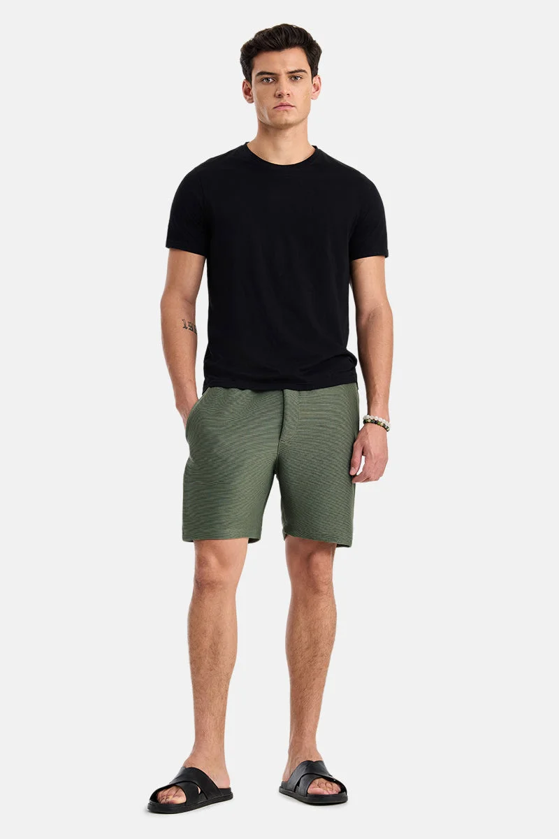 سنيتش Green Textured Relaxed Shorts