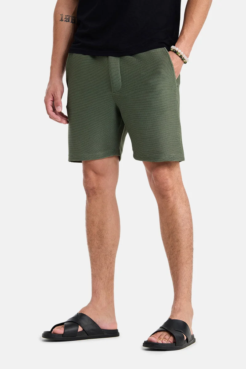 سنيتش Green Textured Relaxed Shorts