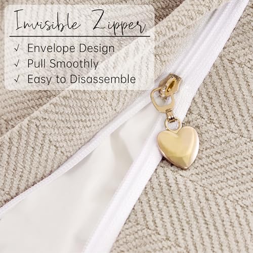 ZWJD Beige Pillow Covers 26x26 Set of 2 Chenille Throw Pillow Covers with Elegant Design Soft and Luxurious Decorative Throw Pillows for Couch, Bed, and Home Decor - Image 3