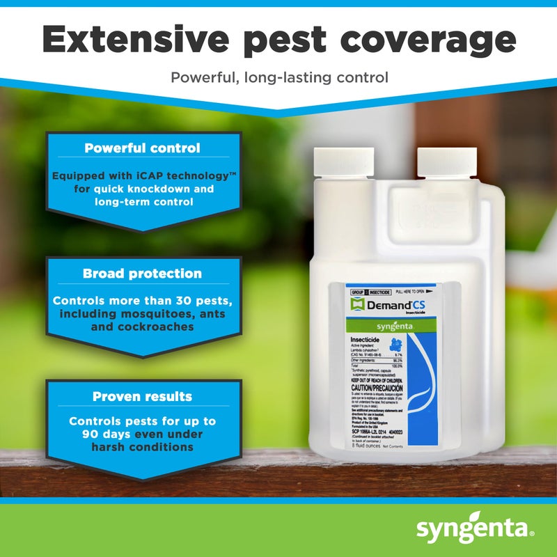 syngenta مبيد الحشرات ديماند CS - يحتوي على تقنية iCAP للتحكم طويل الأمد في الآفات، 8 أونصات. مبيد حشري قابل للرذاذ، فعال ضد أكثر من 30 آفة، مصمم للاستخدام الداخلي والخارجي - Image 2