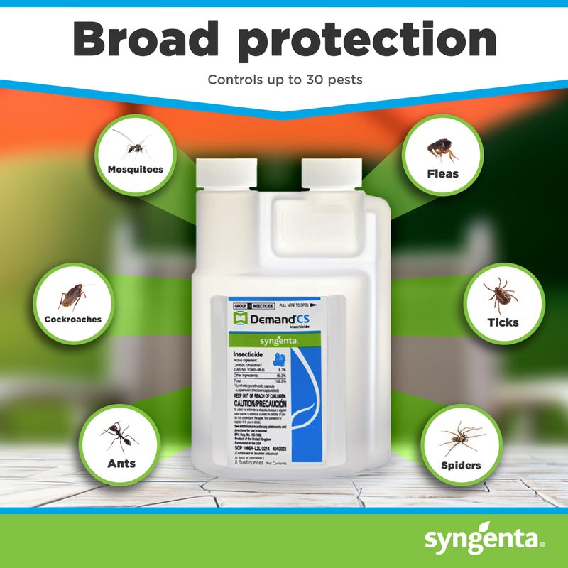 syngenta مبيد الحشرات ديماند CS - يحتوي على تقنية iCAP للتحكم طويل الأمد في الآفات، 8 أونصات. مبيد حشري قابل للرذاذ، فعال ضد أكثر من 30 آفة، مصمم للاستخدام الداخلي والخارجي - Image 5