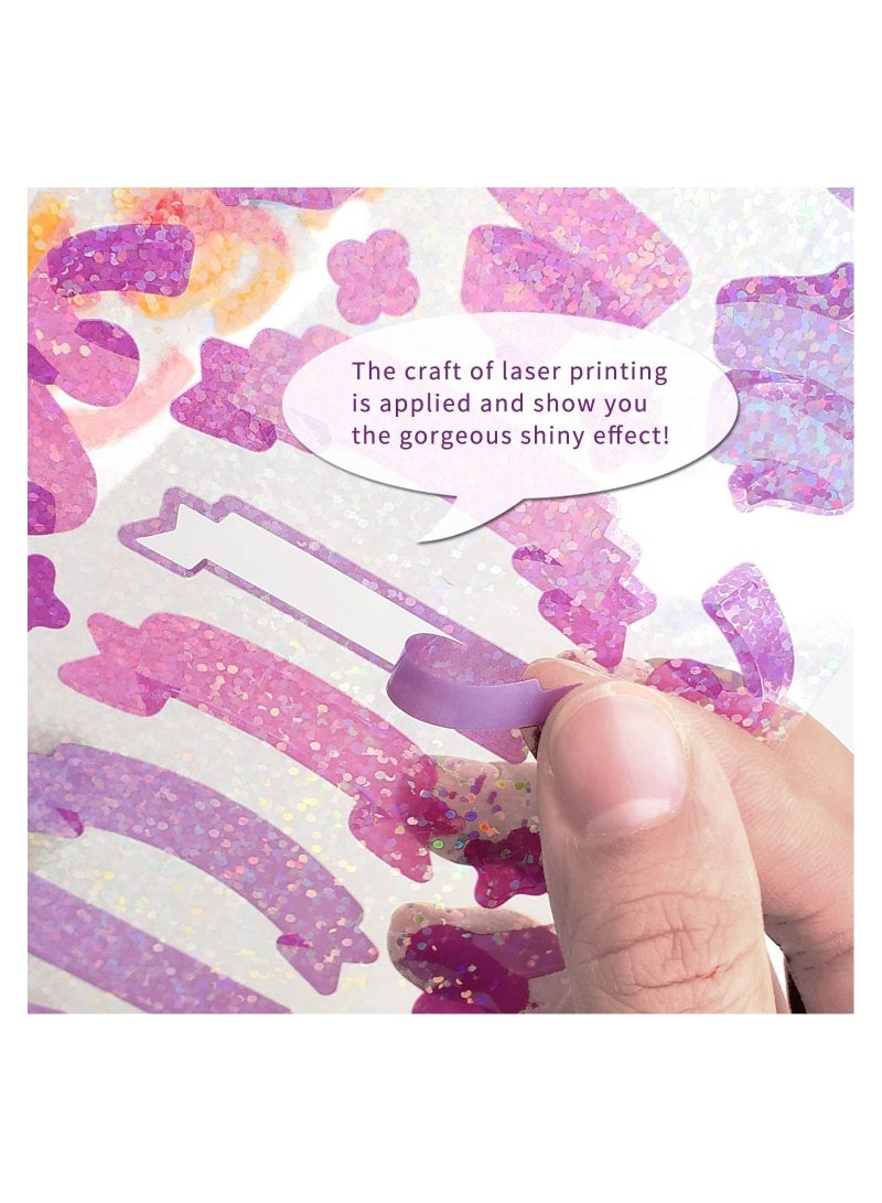 NIBEMINENT 15 Sheets Scrapbook Stickers Laser Ribbon Confetti Sticker Shiny Decoration Bling Photo Conor for Journal Diary Album Card Making DIY Arts and Crafts - Image 5