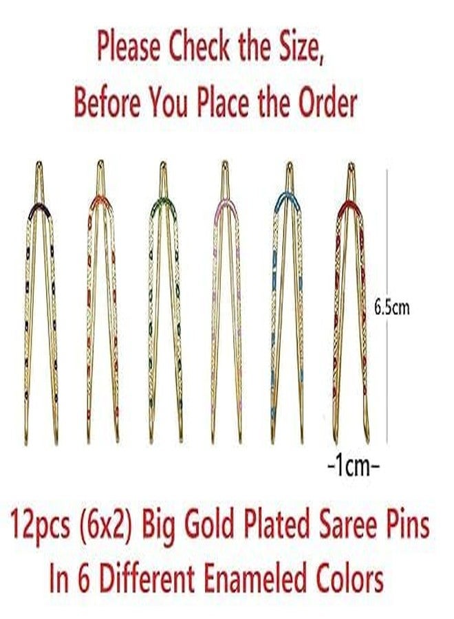 SKYUNION Safety Saree Pin Fancy Latest Saree Plates Brooch Pins Strong Hold Sadi Pin for Ladies Colorful U Shape Combo P-12 - Image 5