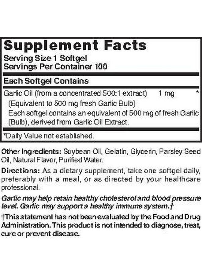 Nature's Blend Garlic Oil 500 mg 100 Softgels - Image 3