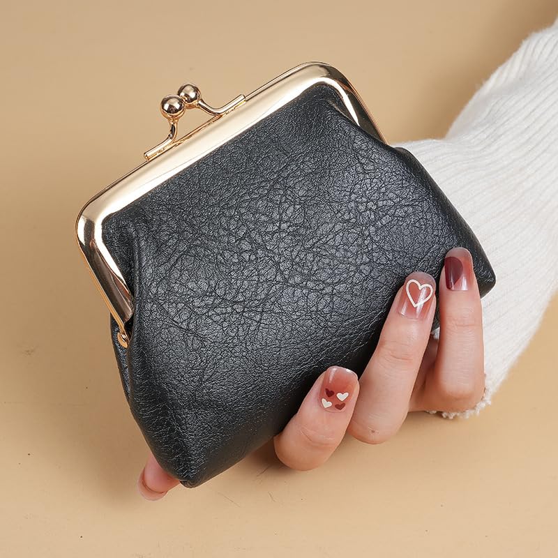 Lavogel Coin Purse, Kiss Lock Coin Purse for Women, Large Capacity Coin Pouch,Vintage Change Purse Cute Car Coin Holder for Women (1-Black) - Image 2