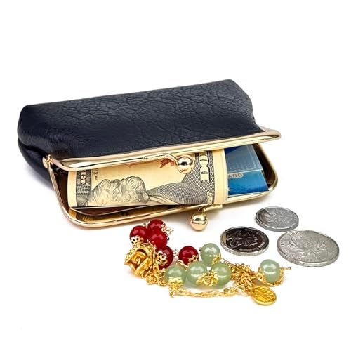 Lavogel Coin Purse, Kiss Lock Coin Purse for Women, Large Capacity Coin Pouch,Vintage Change Purse Cute Car Coin Holder for Women (1-Black) - Image 3