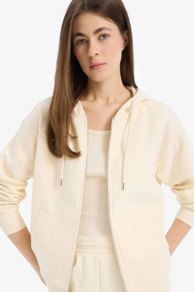 Defacto Relax Fit Basic Thick Fabric Zip-Up Hoodie