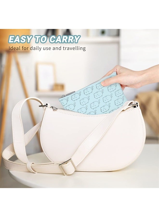 Manmihealth Cute Cat Silicone Makeup Bag for Travel, Travel Cosmetic Bag for Women, Zipper Purse Pouch for Essential Personal Items, Portable Storage Organizer Bag 2 Pack (Blue+ Pink) - Image 3