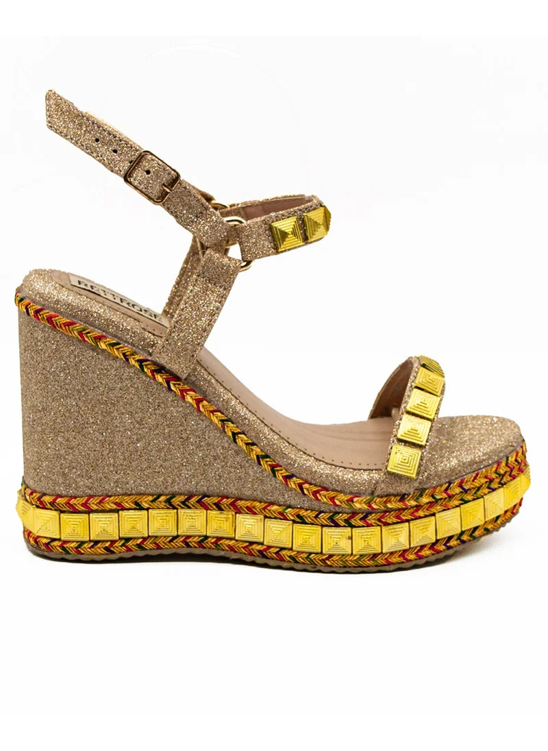 RETTROSE The Rosalie Nude Hand Embellished Luxury Wedge Shoe