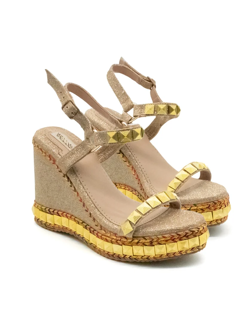 RETTROSE The Rosalie Nude Hand Embellished Luxury Wedge Shoe