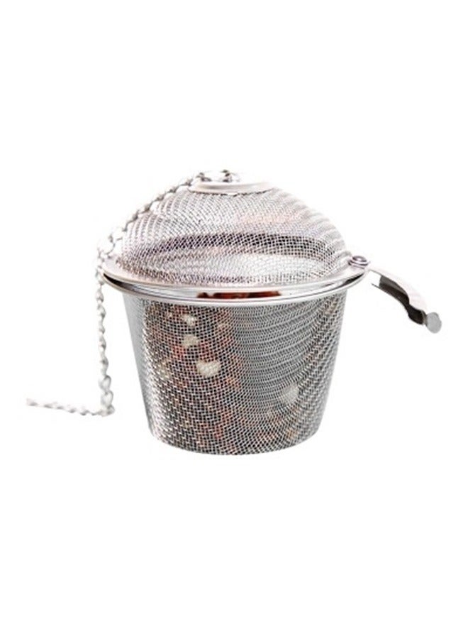 Soup Spice Filter Ball Silver 6.5x6cm，Stainless Steel Tea Strainer Infuser Tea ball Locking Ball Tea Spice Mesh Herbal Ball Cooking tools With Chain  - Image 1