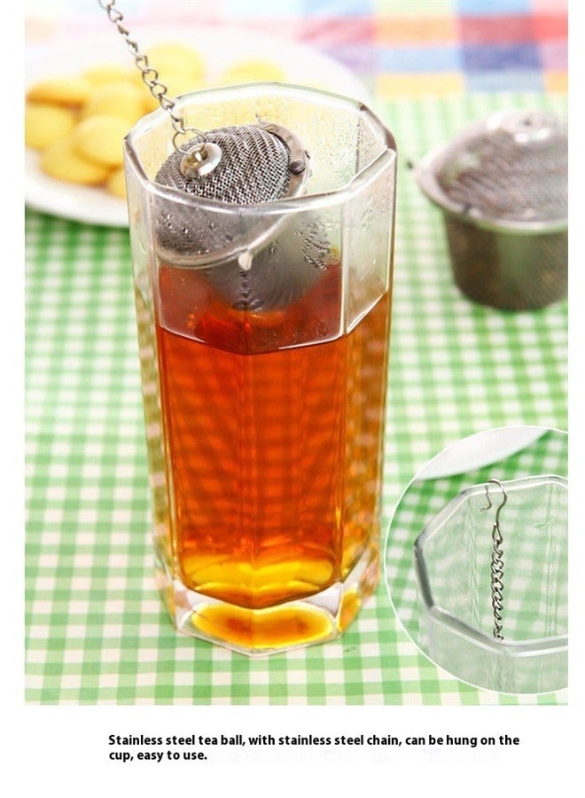 Soup Spice Filter Ball Silver 6.5x6cm，Stainless Steel Tea Strainer Infuser Tea ball Locking Ball Tea Spice Mesh Herbal Ball Cooking tools With Chain  - Image 4
