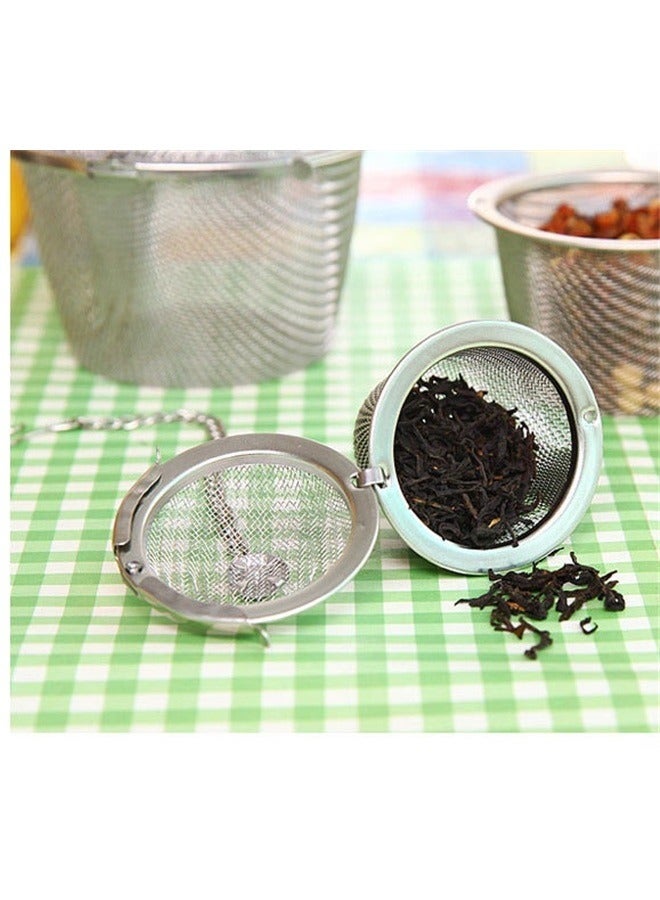 Soup Spice Filter Ball Silver 6.5x6cm，Stainless Steel Tea Strainer Infuser Tea ball Locking Ball Tea Spice Mesh Herbal Ball Cooking tools With Chain  - Image 5
