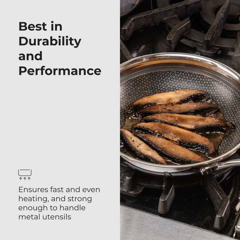 Frieling Black Cube Hybrid Stainless/Nonstick Cookware Fry Pan, 8-Inch - Image 4