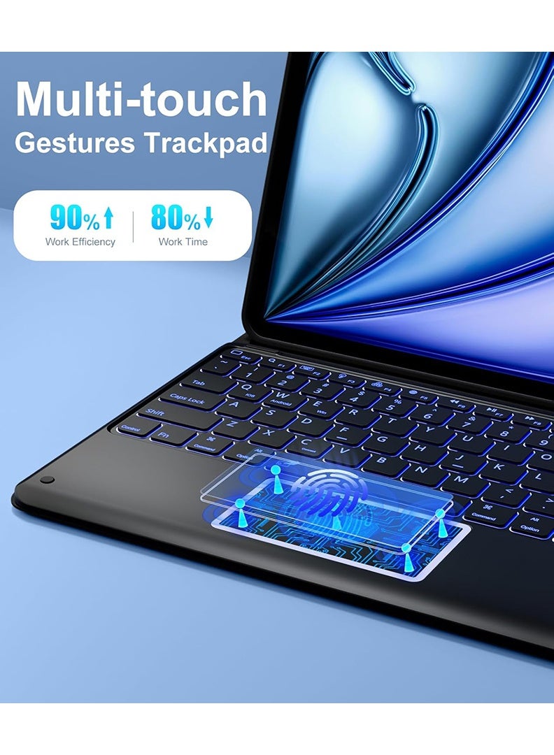 ثيودور جراب لوحة مفاتيح لجهاز iPad Pro مقاس 13 بوصة (M5/M4) 2025/2024، غطاء نحيف وخفيف الوزن مع حامل ولوحة مفاتيح بلوتوث لاسلكية قابلة للفصل مغناطيسيًا، جراب قابل للفصل مغناطيسيًا، خاصية التشغيل/الإيقاف التلقائي - أسود - Image 4