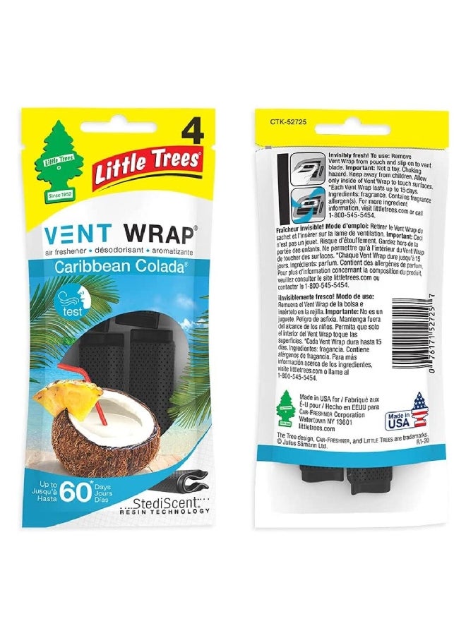 Little Trees 4-Piece Caribbean Colada Scented Stedi Scent Resin Technology Vent Wrap Air Freshener Black CTK-52725  - Image 3