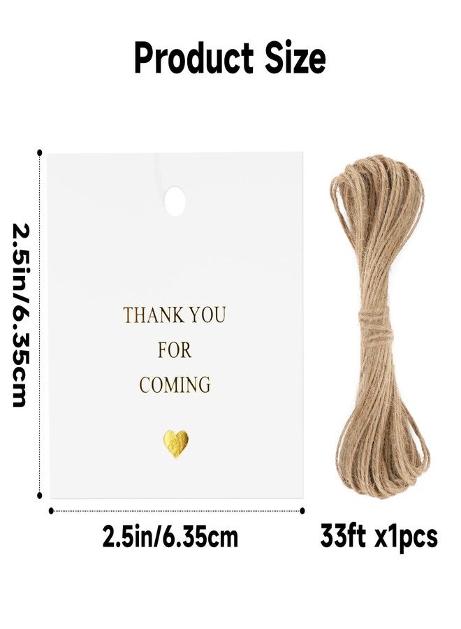 joycraft 50Pcs Thank You for Coming Tags, 2.5 in Gold Foil White Kraft Paper Gift Tags, Square Thank You Hangtags for Wedding, Birthday, Baby Shower, Holidays, Anniversary - Image 2