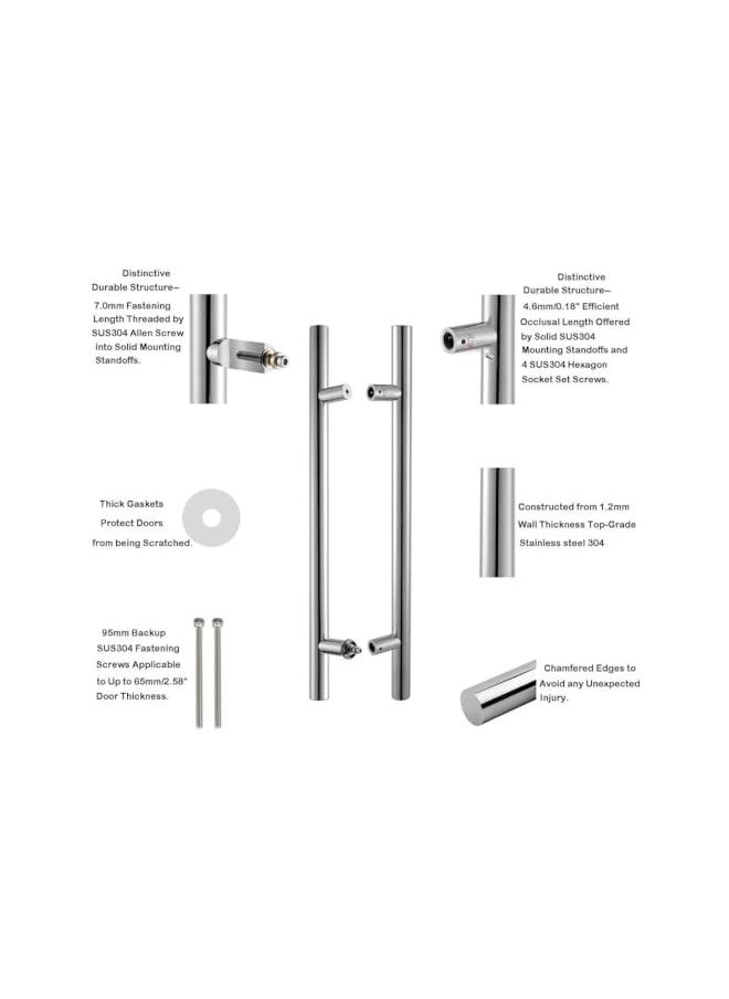 SS SS Tech Gulf Light 60 cm Solid Standoffs Heavy-Duty Commercial Grade-304 Stainless Steel Push Pull Door Handle/Barn Door Pull Handle/Glass Pulls, Mirror-Polished.  - Image 3