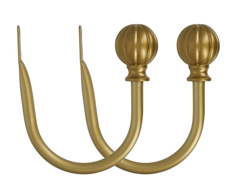 Meriville Set of 2 Decorative Fluted Ball End Window Curtain Holdbacks for Draperies Royal Gold