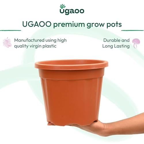 UGAOO UV Treated Gardening Pots and Planters for Plants (10 inch Brown/Terracotta Color Set of 6 Plastic Pots) - Image 2
