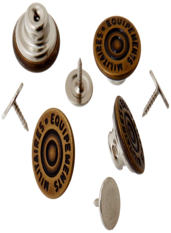 Dritz 5/8" No-Sew Dungaree Buttons, 4 Sets, Antique Brass - Image 2