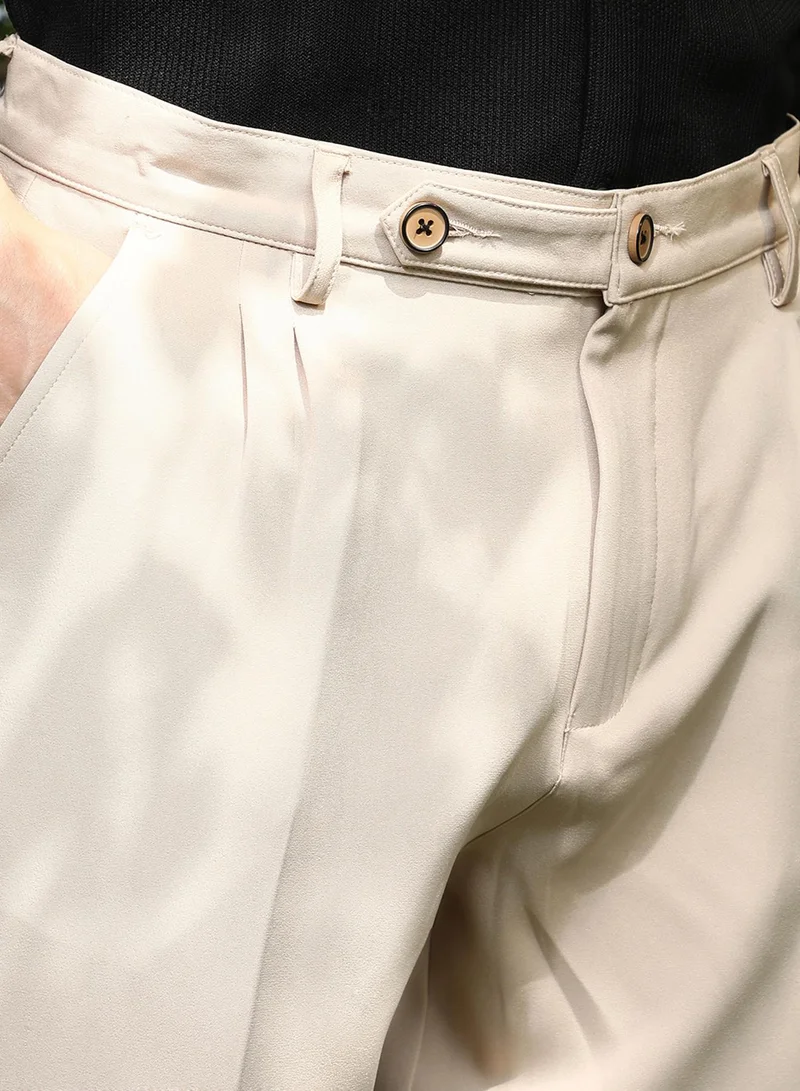 كامبوس سوترا Men's Latte Beige Korean Tailored Trousers