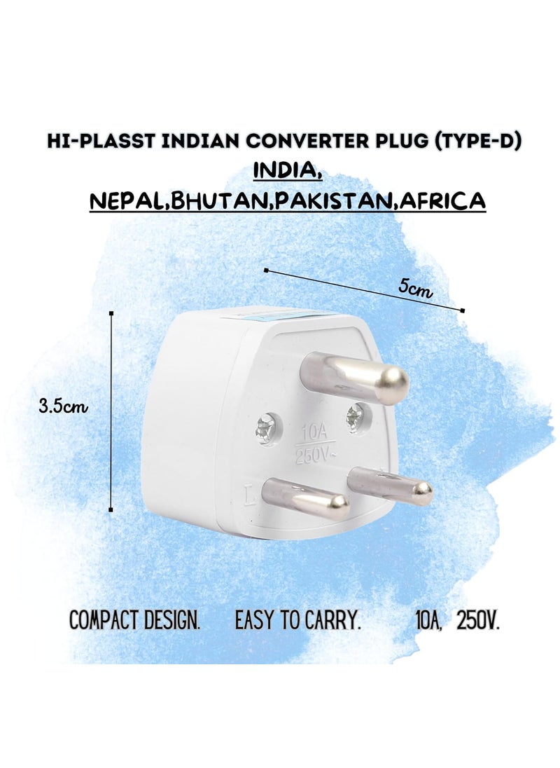 HI PLASST PINS N PLUGS HiPLASST India Converter Plug 3Pin Pack of 3 World USA UK Canada Europe and More to India Travel Adapter Plug Type D Adaptor Plug Socket Perfect for Foreign Devices to use in India  - Image 3