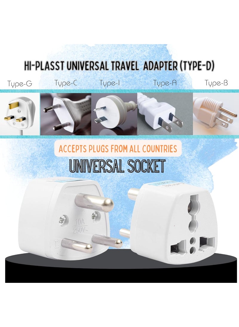 HI PLASST PINS N PLUGS HiPLASST India Converter Plug 3Pin Pack of 3 World USA UK Canada Europe and More to India Travel Adapter Plug Type D Adaptor Plug Socket Perfect for Foreign Devices to use in India  - Image 4