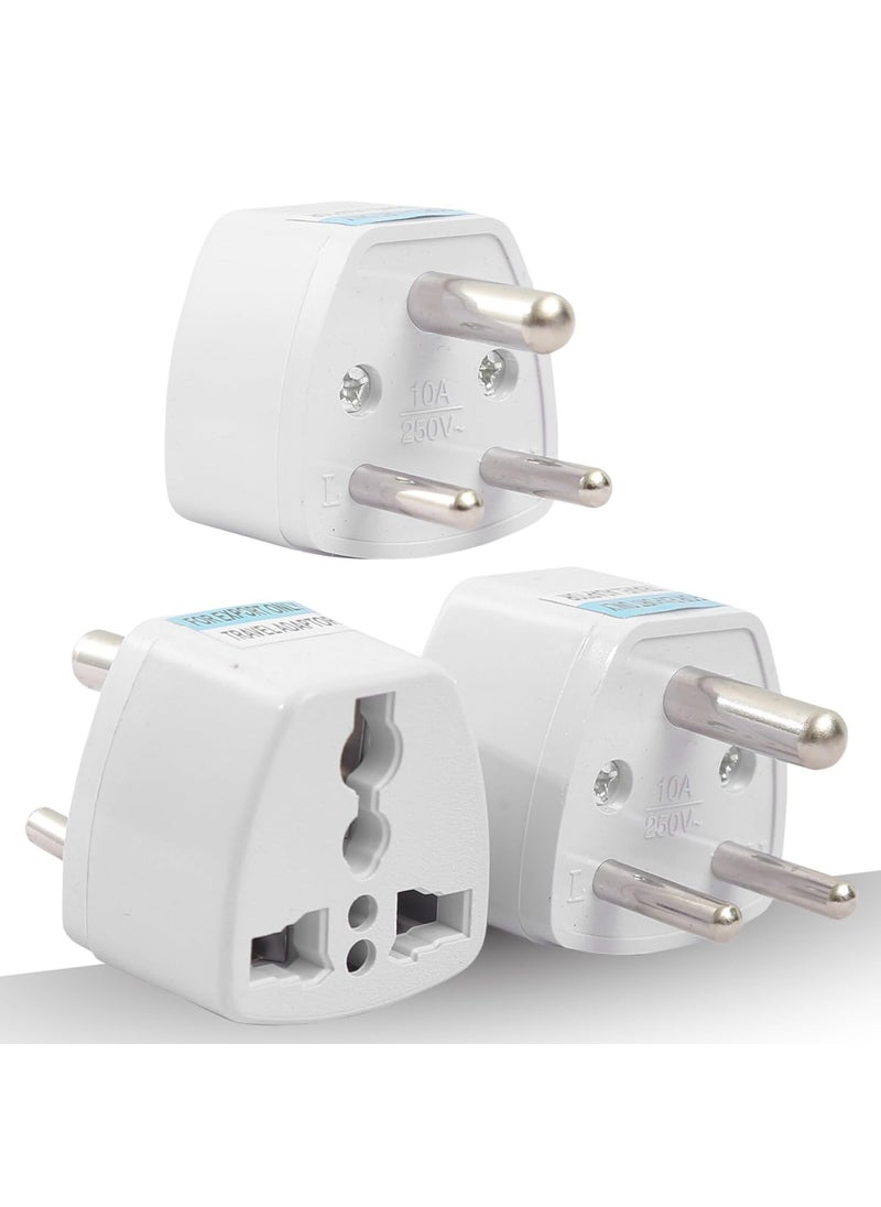 HI PLASST PINS N PLUGS HiPLASST India Converter Plug 3Pin Pack of 3 World USA UK Canada Europe and More to India Travel Adapter Plug Type D Adaptor Plug Socket Perfect for Foreign Devices to use in India  - Image 1