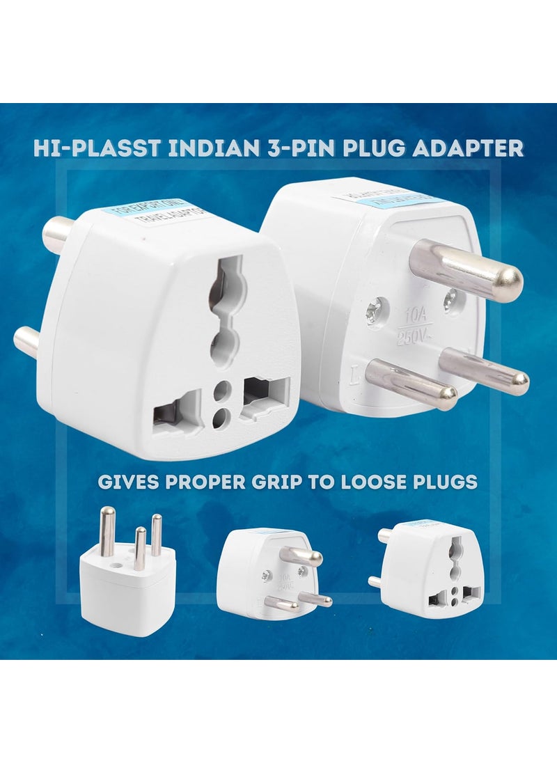 HI PLASST PINS N PLUGS HiPLASST India Converter Plug 3Pin Pack of 3 World USA UK Canada Europe and More to India Travel Adapter Plug Type D Adaptor Plug Socket Perfect for Foreign Devices to use in India  - Image 5