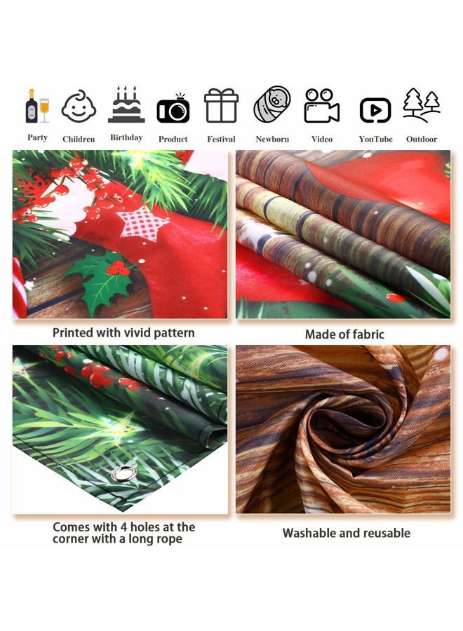 Blulu Christmas Wood Wall Decoration Background Christmas Photo Backdrop Fabric Glitter Snowflake Christmas Background Merry Xmas Background Backdrop for Holiday Photography Party, 72.8 x 43.3 Inch - Image 3