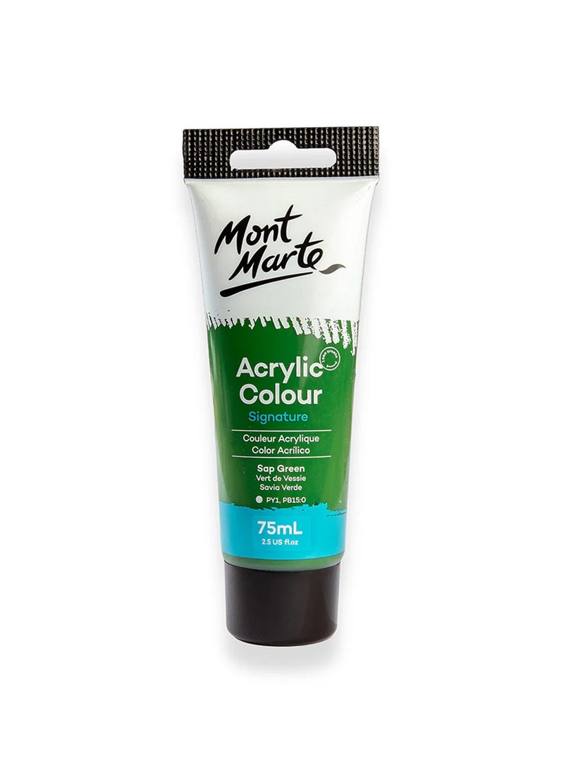 Mont Marte Signature Acrylic Colour Paint Tube 75ml Content Sap Green  - Image 1