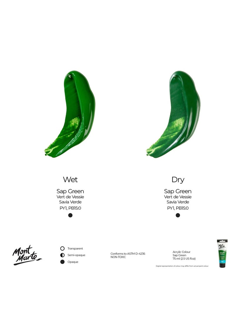 Mont Marte Signature Acrylic Colour Paint Tube 75ml Content Sap Green  - Image 3