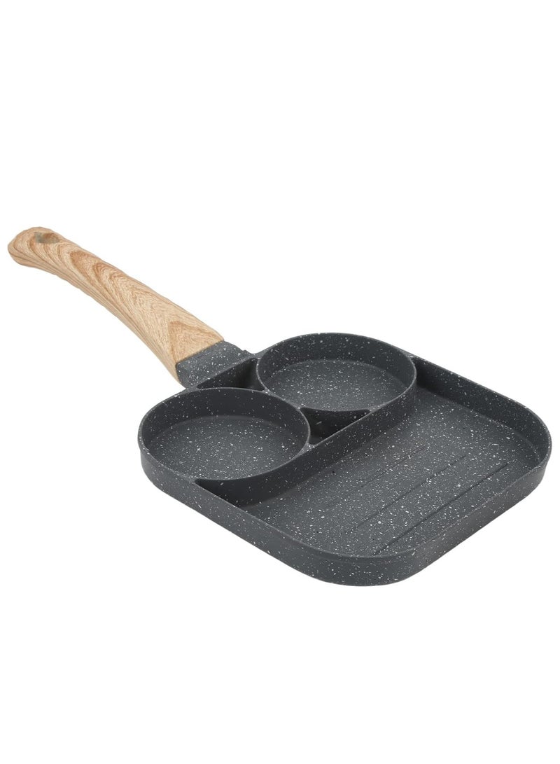 DubaiGallery صانعة فطائر البيض والبرجر ذات 3 فتحات ومقبض خشبي ووعاء طهي غير لاصق - Image 4