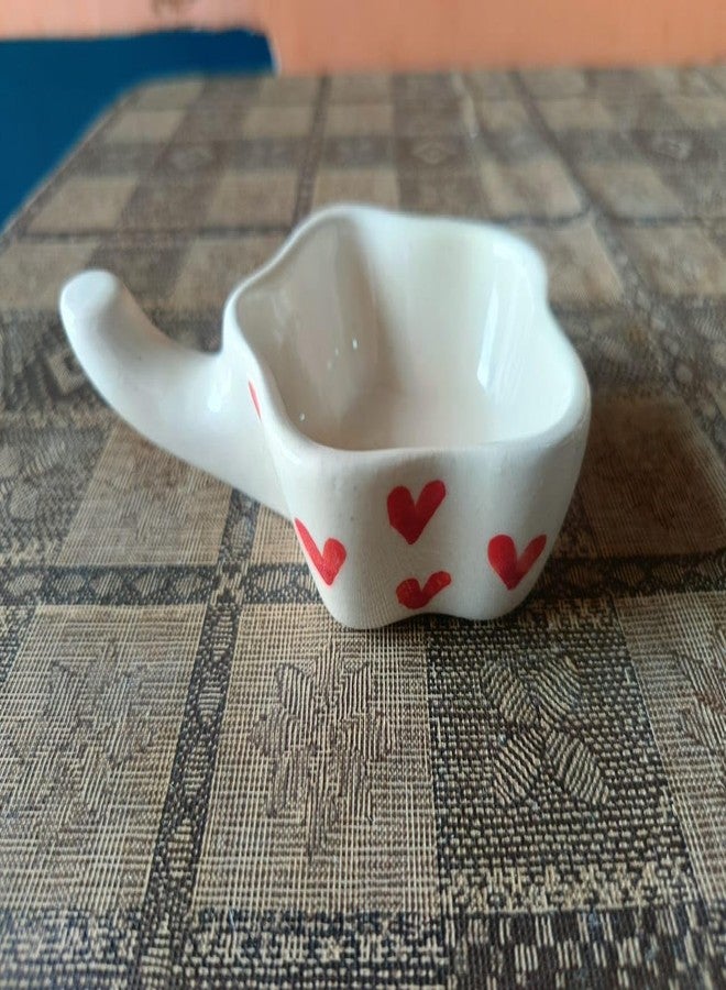 MALAIKAH Ceramic Red Heart Handpainted Floral Shape Chutney Bowls for Serving Dip Bowls, |for Kitchen Dining Table Bowl Set of 4 (80 ML, Dishwasher Safe) Ketchup Bowl | Sauce Bowl | Chutney Bowl - Image 2